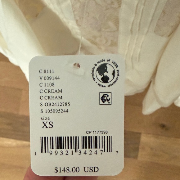 Free People Cream Lace Detail Blouse - Picture 2 of 3